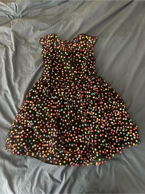 5/15 ⭐️Black Dress with Multicolor Neon Polka Dots